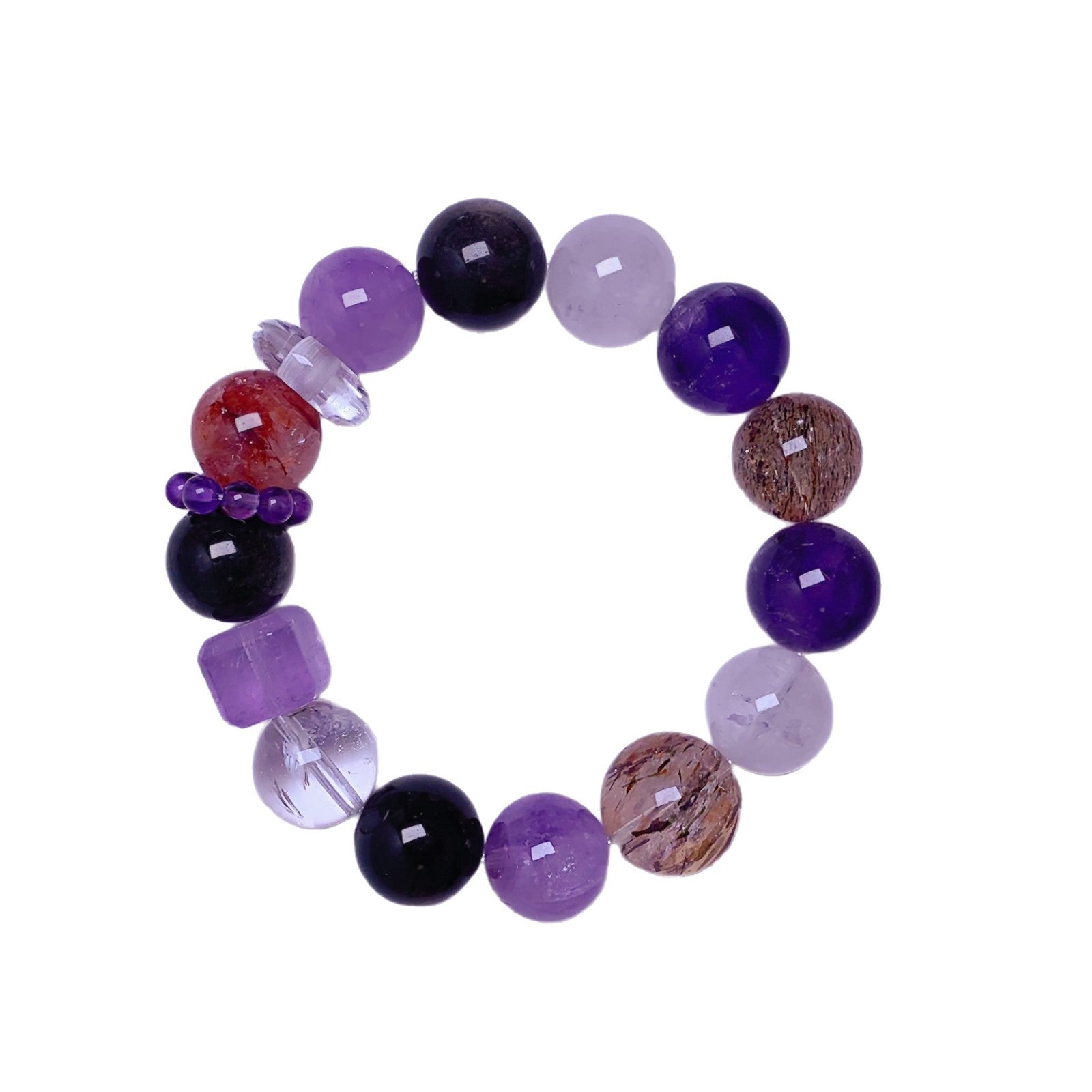 Natural Tiger Eye Stone Amethyst White Crystal Lapis Lazuli Red Glue Flower Multi-Gem Bracelet Fashion Crystal Bracelet Jewelry
