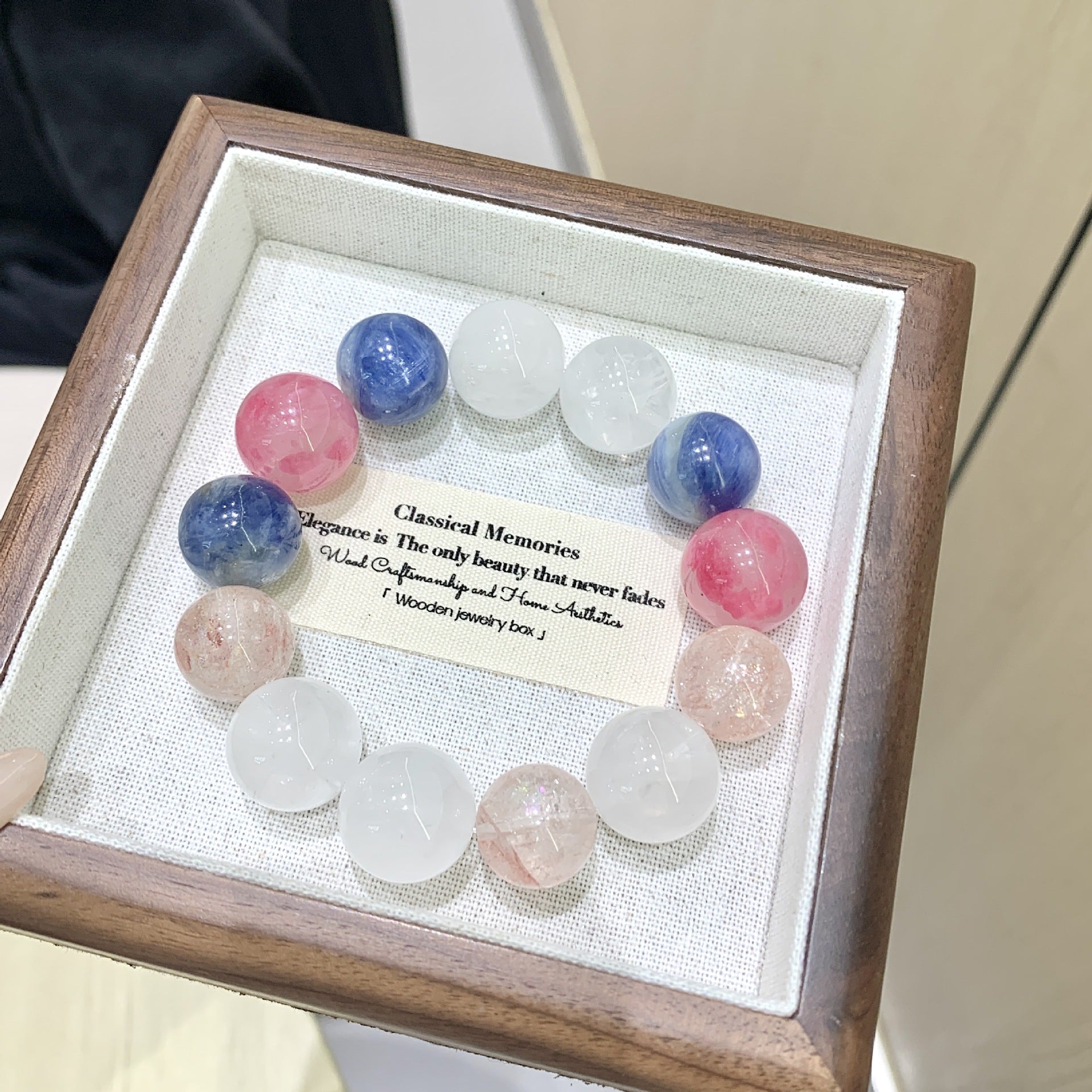 Macaron Color Series Pink Crystal with Pink Assai Milk White Crystal DIY Simple and Versatile Hand Jewelry String Crystal Bracelet