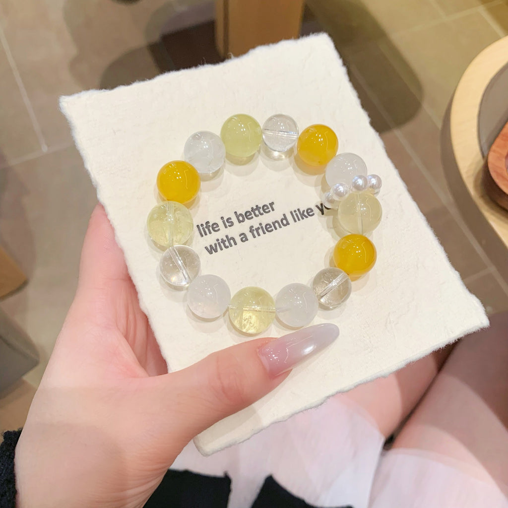 Sea Salt Lemon Original Natural Lemon Crystal Bracelet Fashion Niche Women's Bracelet Chain Yellow Agate Crystal Bracelet