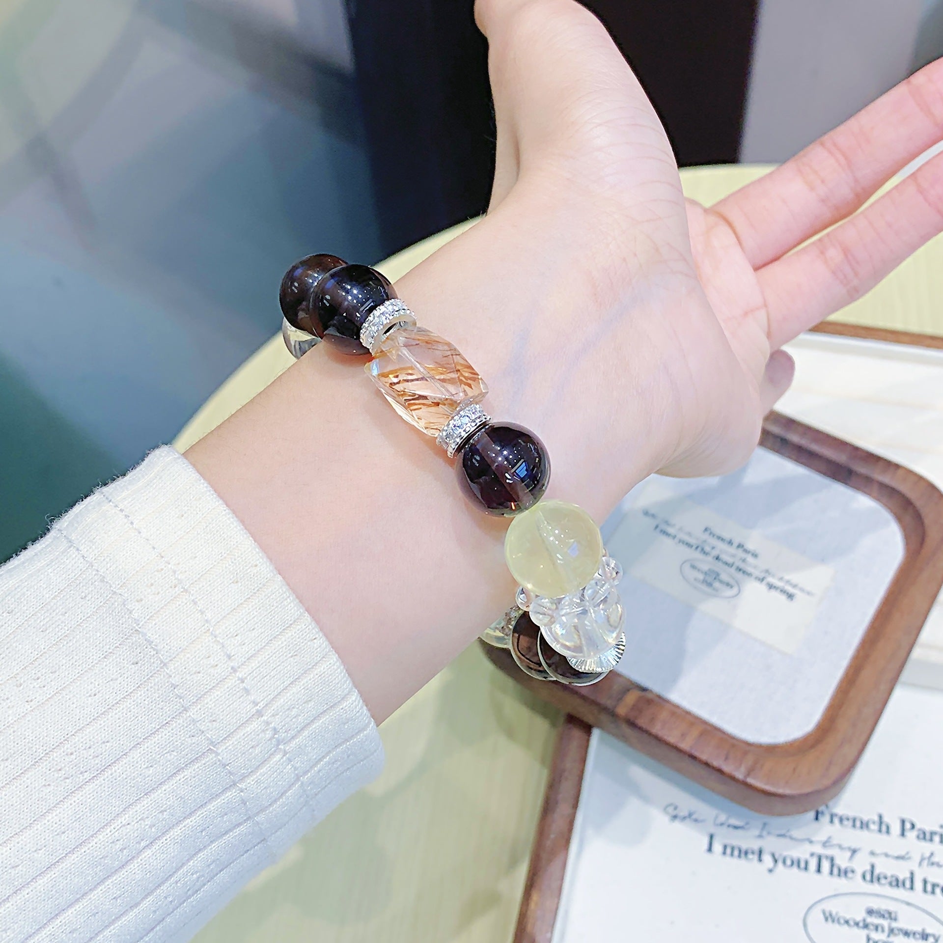 Tea Obsidian Crystal Bracelet diy Artificial Wholesale Natural Crystal Jewelry for Women with a Sense of Sophistication Beads