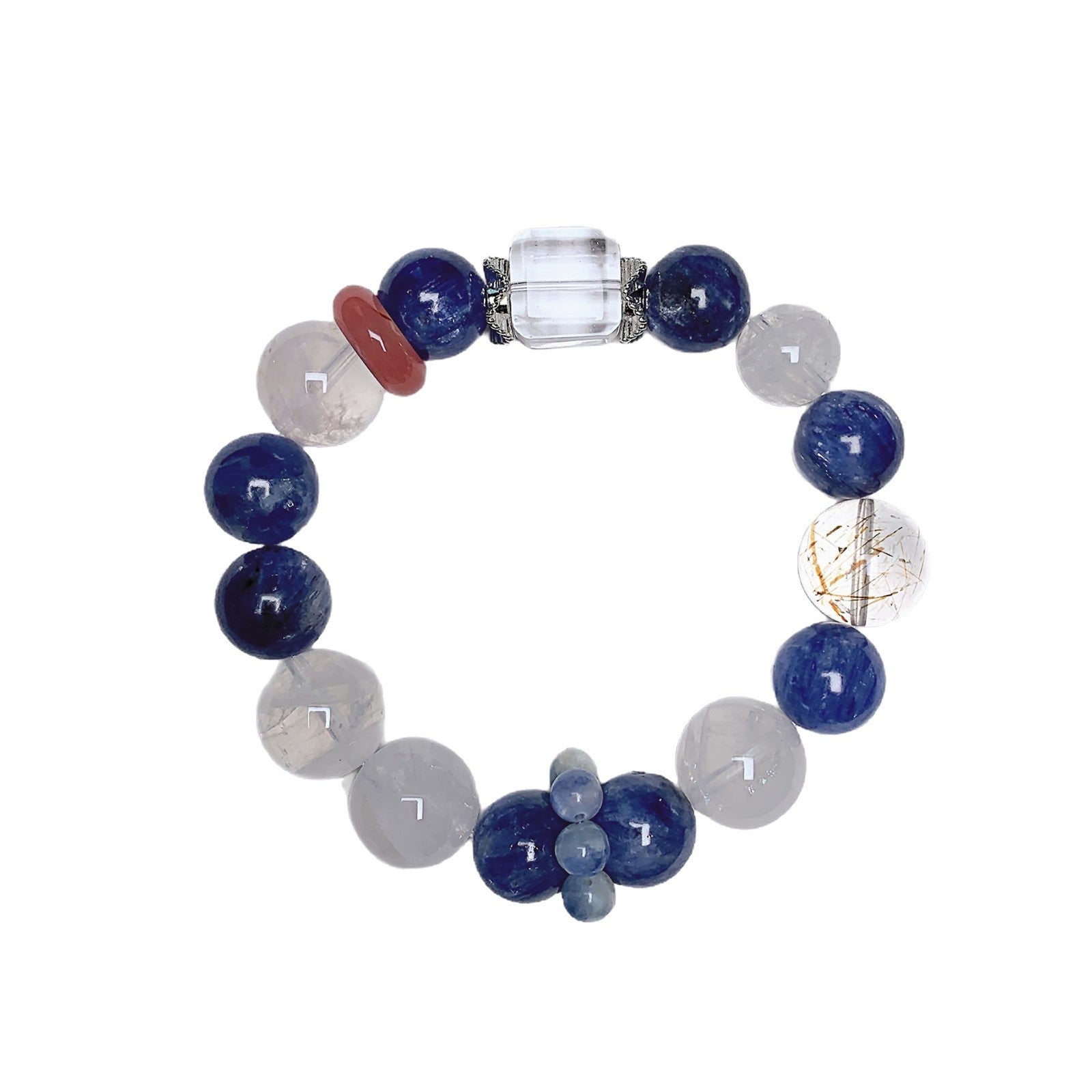 Natural Crystal Bracelet White Phantom with Blue Crystal Niche Original Design Crystal Strand Xiaohongshu Same Style Bracelet