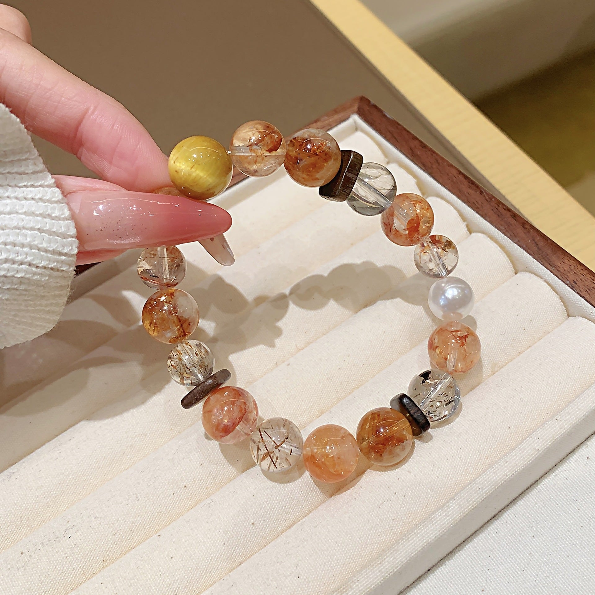 Red Glue Flower Crystal Bracelet diy Wholesale Crystal Bracelets Natural Crystal Beaded Jewelry Red Gum Flower Crystal Bracelet