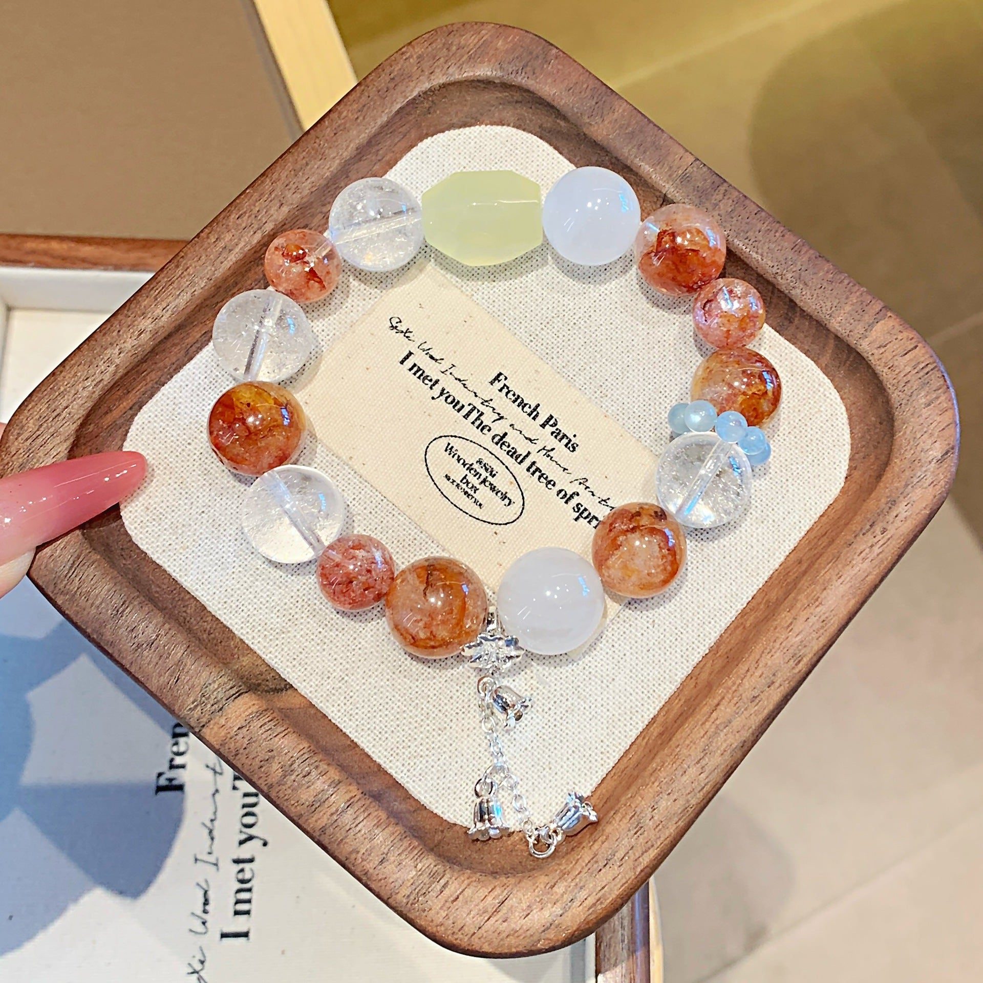 Natural Crystal Bracelet Large Multi-Gem Red Gum Flower Bracelet Crystal Hand Jewelry Crystal Bracelet Factory Wholesale