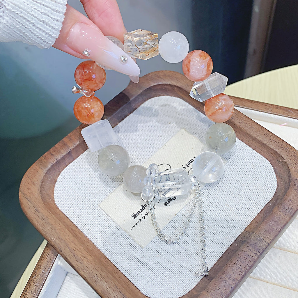 Natural Crystal Popular Bracelet Jewelry Red Glue Flower Crystal Bracelet diy Crystal Jewelry Wholesale Jewelry Factory