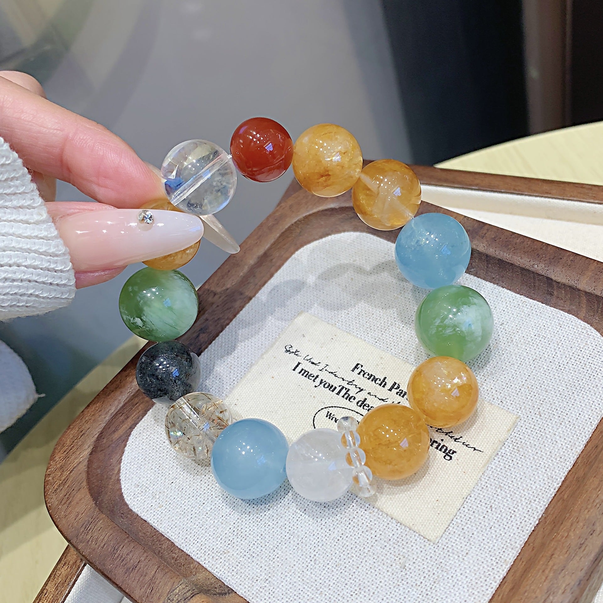 Natural Yellow Gum Flower Lucky Bracelet for Women Original Design Crystal Bracelet Jewelry Factory Wholesale Crystal Bracelet