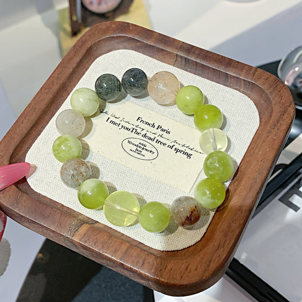 Natural Xiuyan Jade Crystal Beaded Bracelet Hot-selling Natural Crystal Bracelet for Night Market Stalls Crystal Jewelry from Ketang