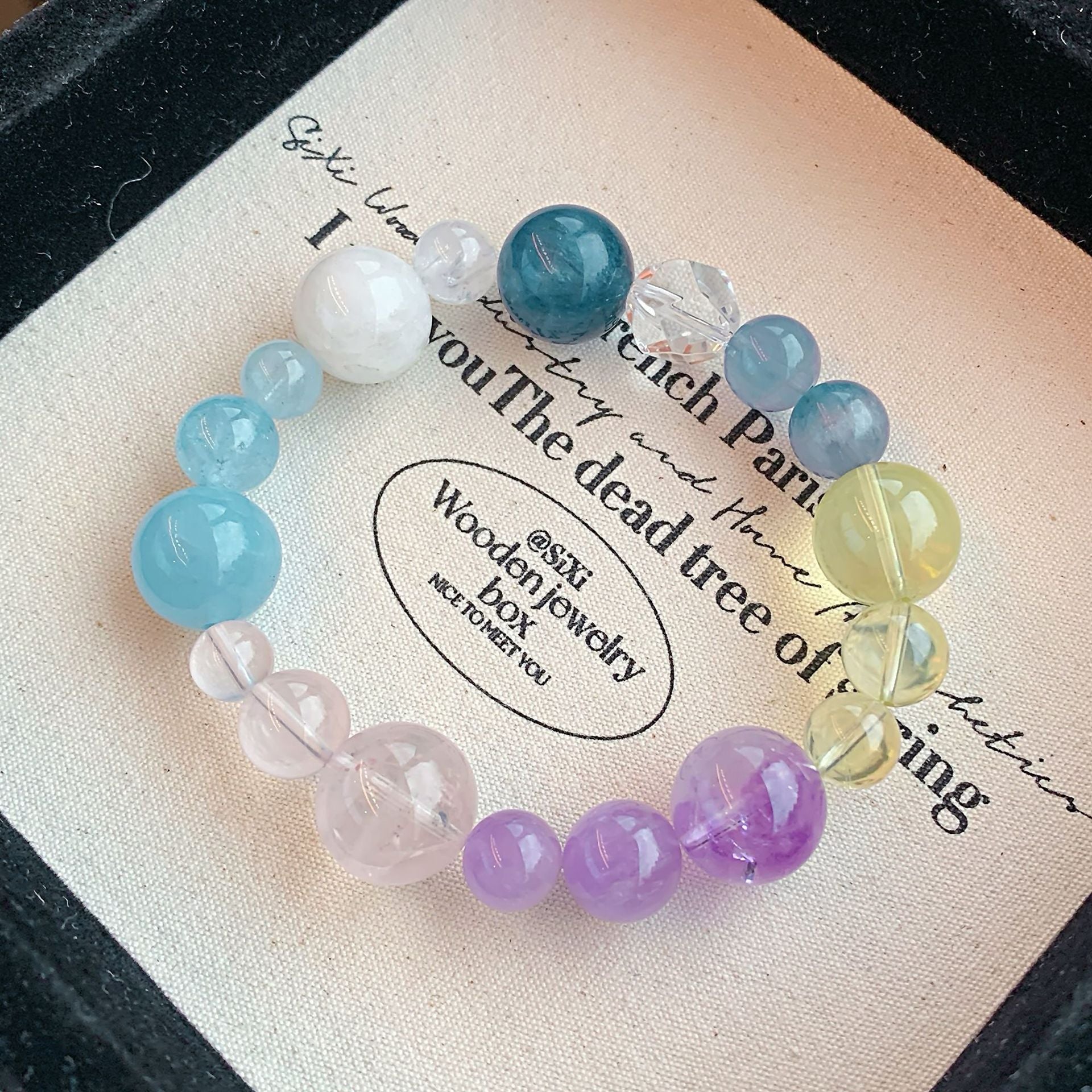 Natural Multi-Gemstone Crystal Bracelet Dopamine Crystal Bracelet Original Niche Design Blue and Green Fluorite Crystal Bracelet