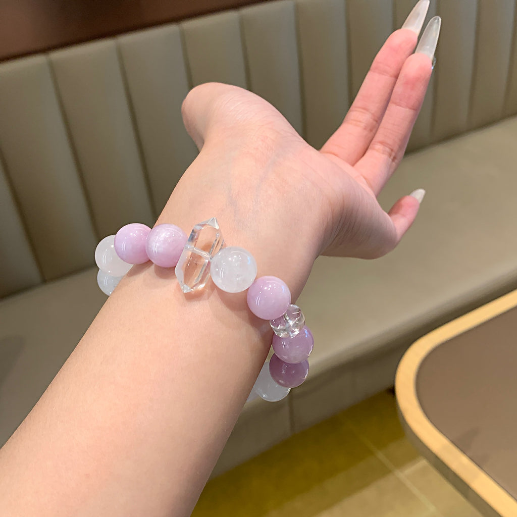 Natural Kunzite with White Phantom Stone Bracelet White Crystal Travel Original Edition Natural White Phantom Crystal Bracelet