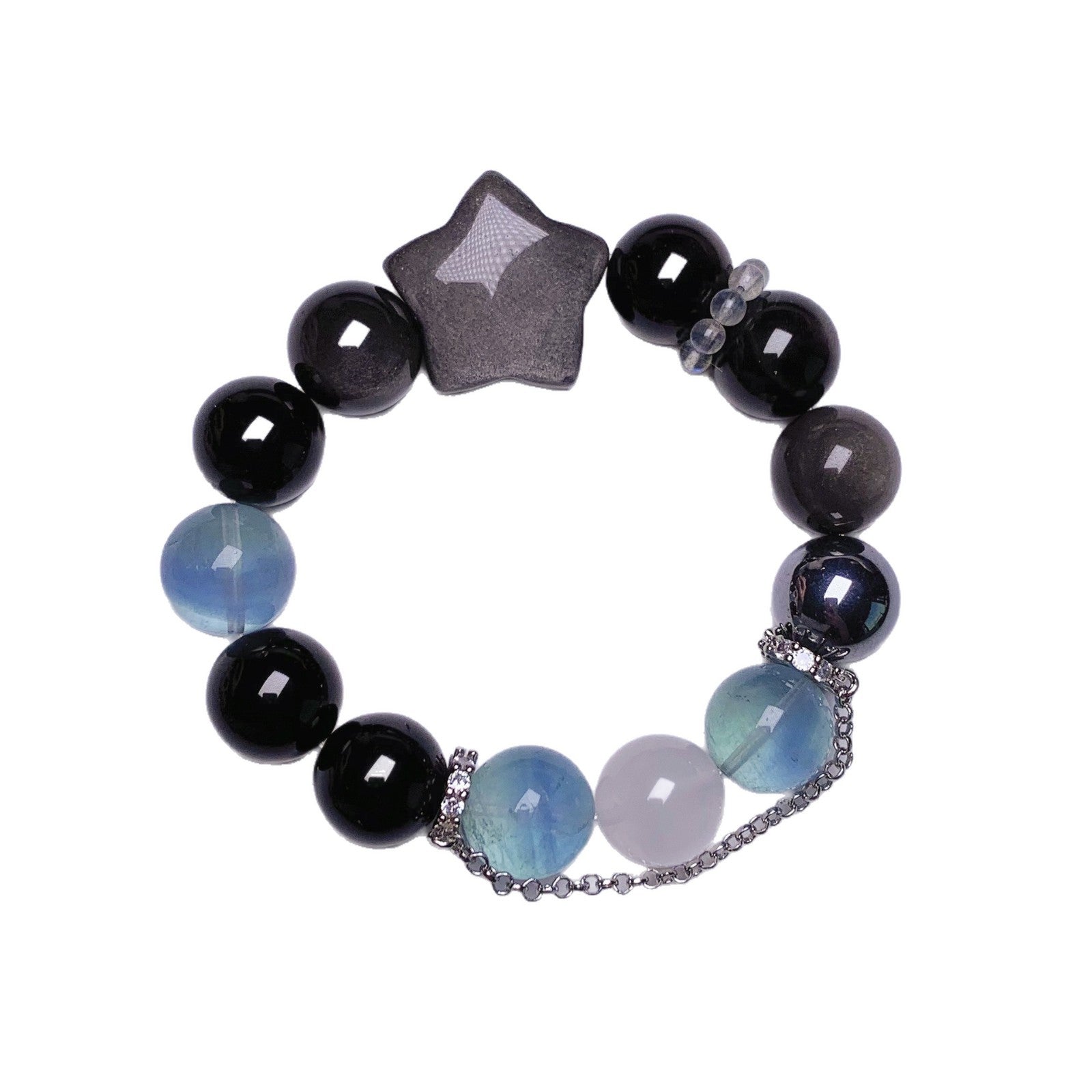 Natural Silver Obsidian Crystal Bracelet Natural Crystal Factory Wholesale Cross-border Crystal Bracelet Silver Obsidian Bracelet