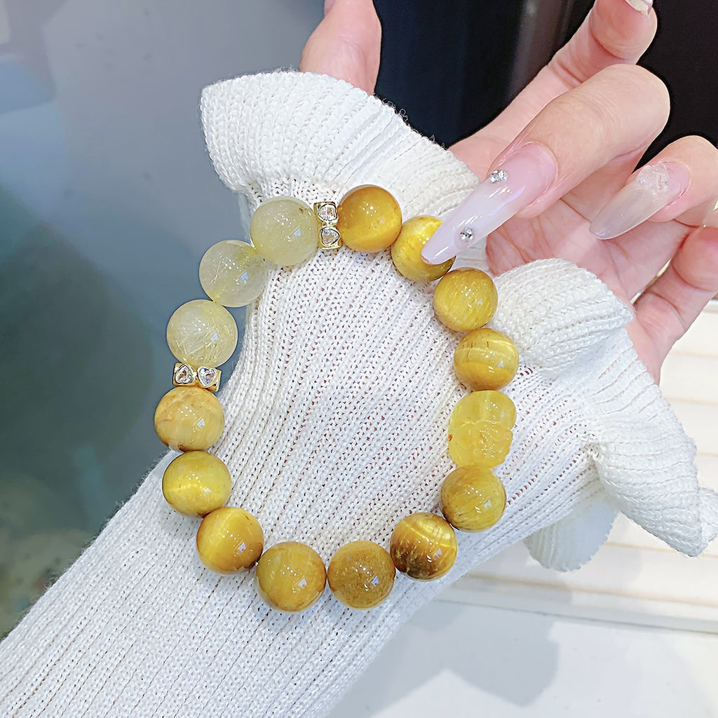 Yellow Tiger Eye Crystal Bracelet Yellow Tiger Eye Bracelet High-Quality Factory Wholesale Natural Crystal Jewelry Live Streaming Dropshipping