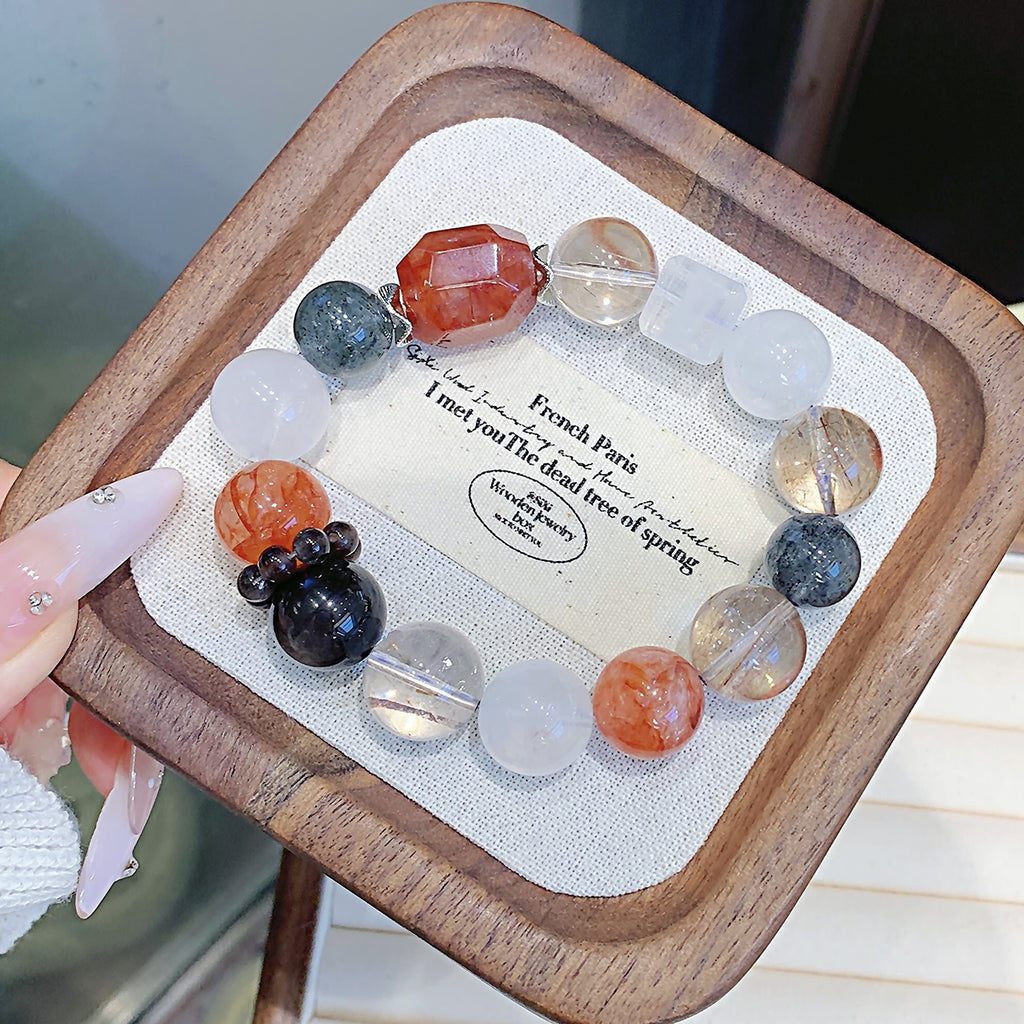 Red Gum Flower Crystal Bracelet Natural Crystal Hot-Selling Hand Jewelry Wholesale Cross-border Exclusive Bracelet Crystal Bracelet diy