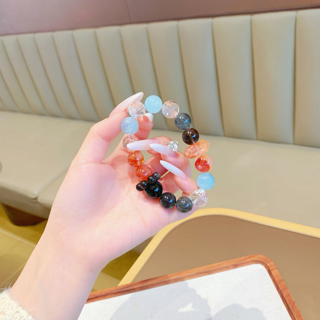 Natural Crystal Bracelet High-end Dopamine Color Fashionable Personality Multi-bead Bracelet Aquamarine Bracelet