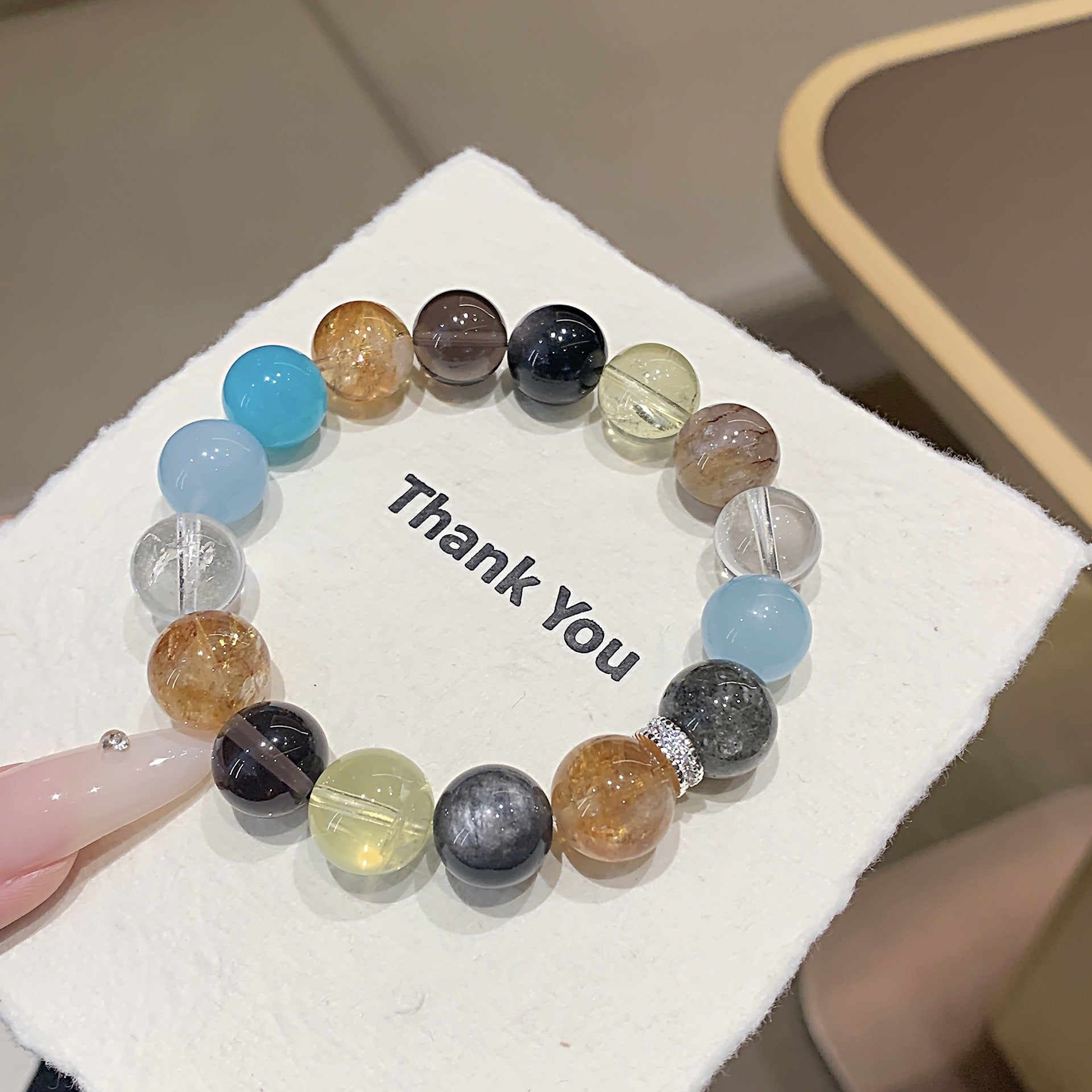 Original Design Natural Crystal White Crystal Bracelet TikTok Xiaohongshu Hot-Selling Light Luxury Natural Yellow Pagoda Crystal Bracelet