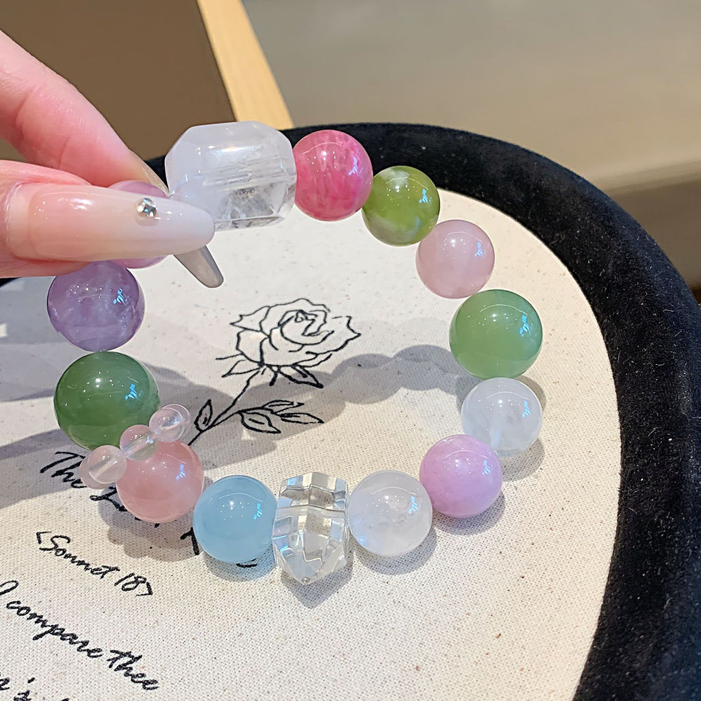 Natural Rainbow Multi-Gemstone Crystal Bracelet Aquamarine Xiu Jade Citrine Rose Quartz Amethyst Bracelet Crystal Bracelet