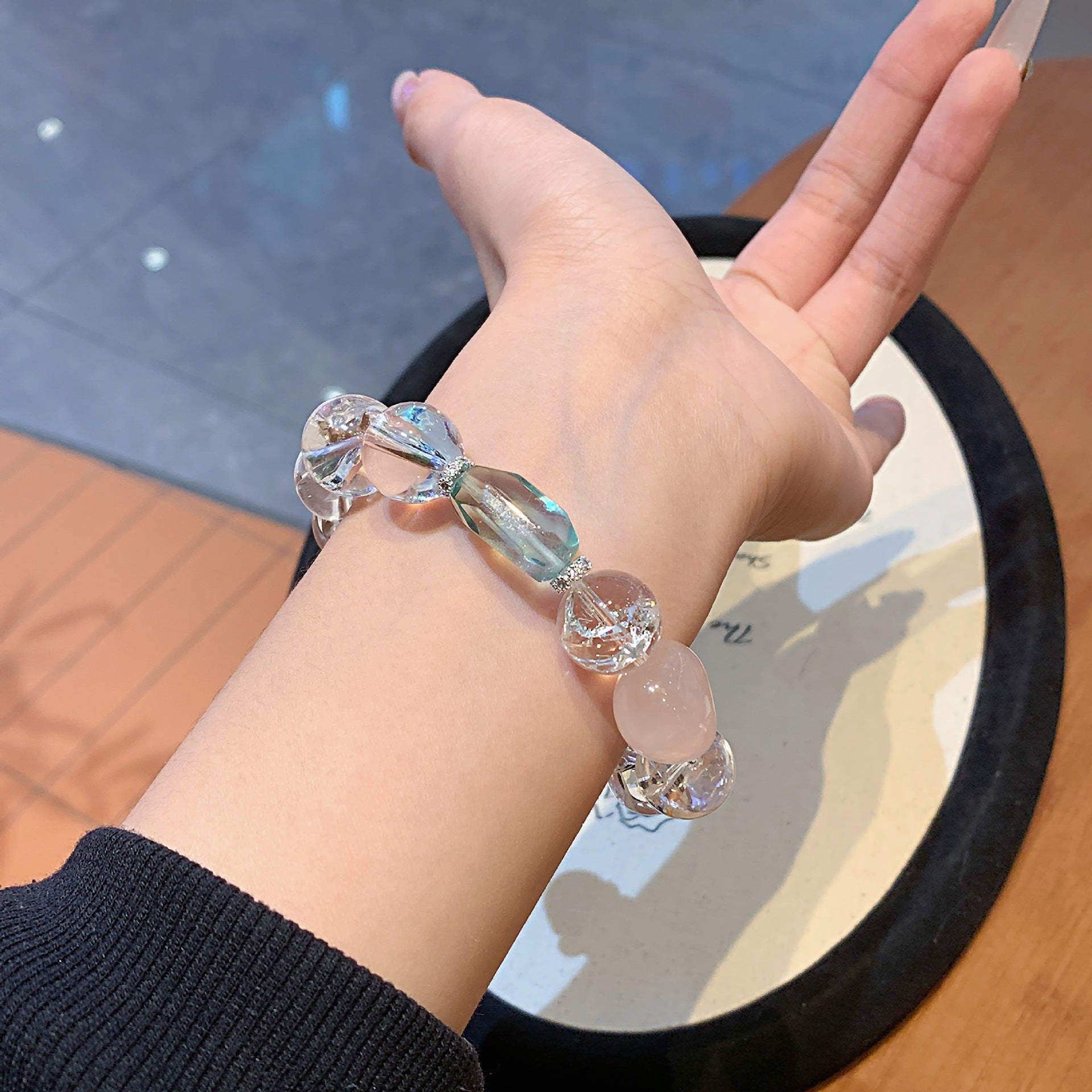 Original Design Natural White Assay Crystal White Crystal Bracelet Beaded Bracelet TikTok and Xiaohongshu Hot Item Crystal Bracelet