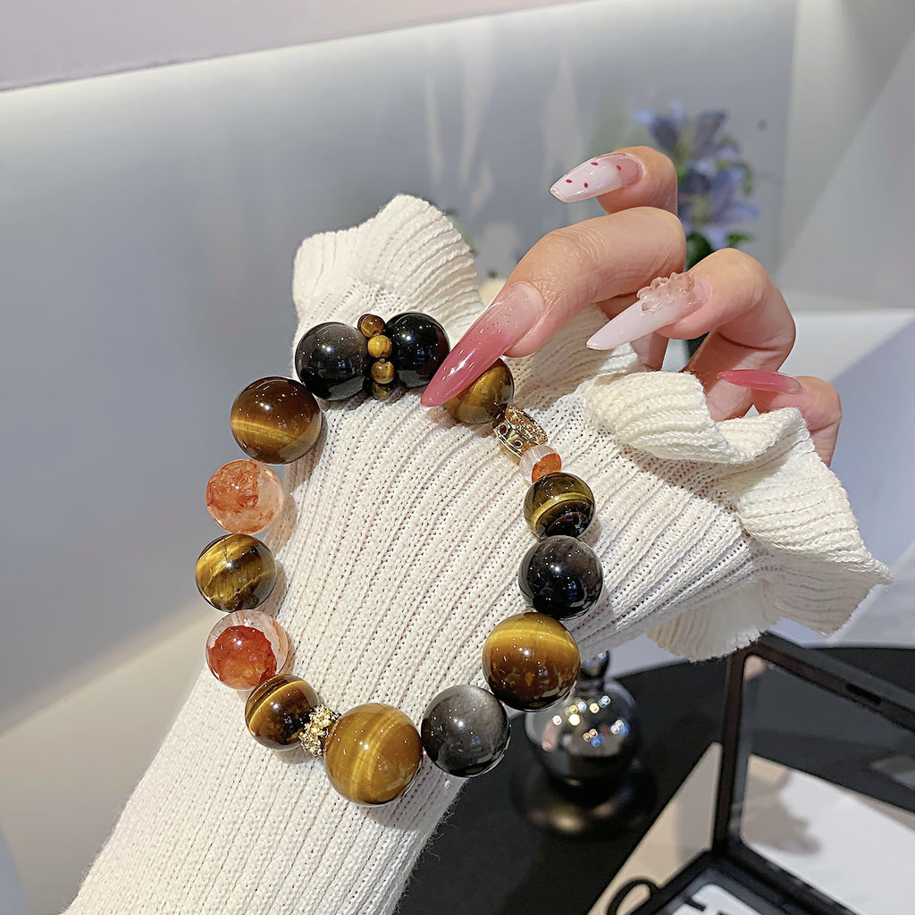 Natural Yellow Tiger Eye Bracelet Women's Light Luxury Niche Design Crystal Bracelet Gift for Best Friend Crystal Chain