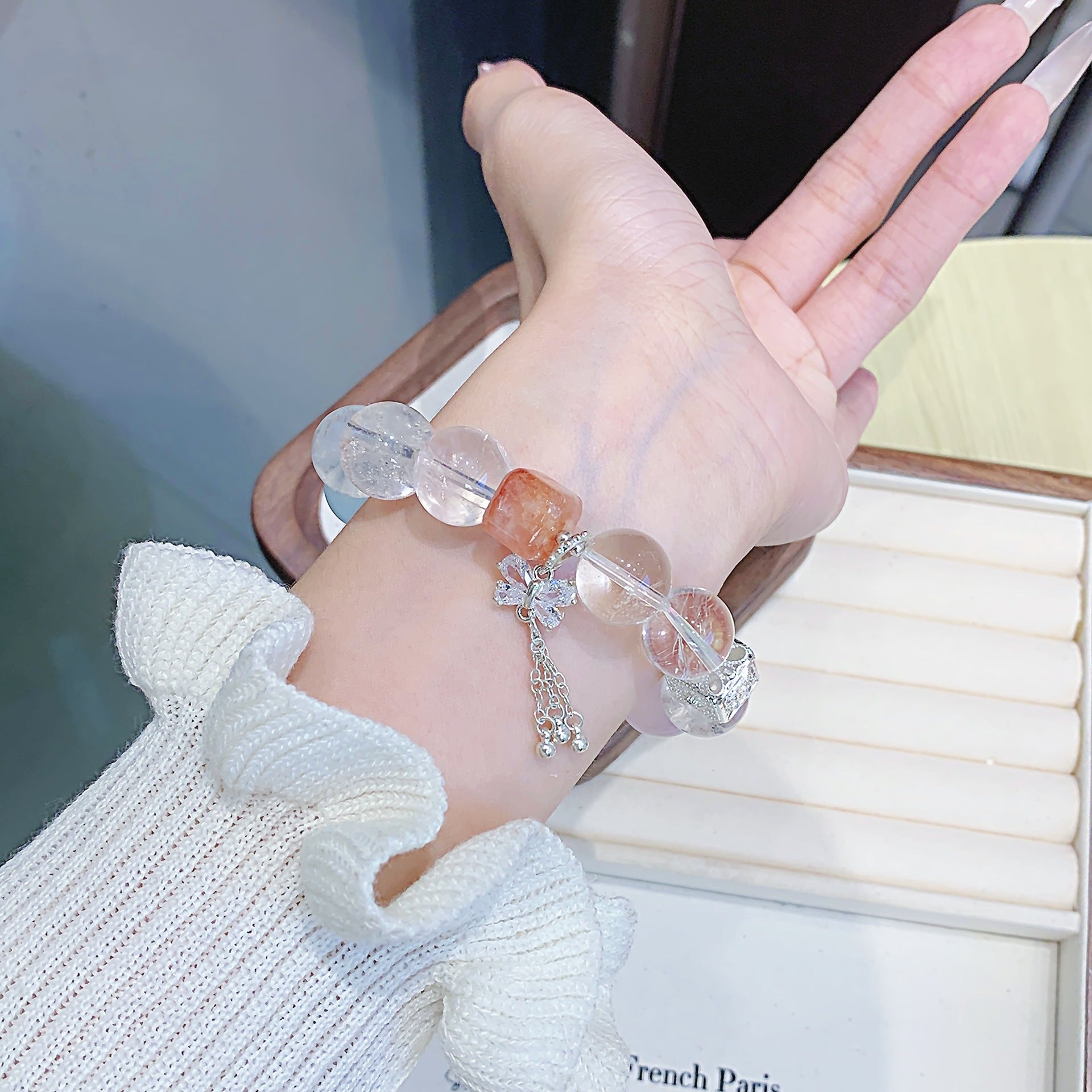 White Crystal Bracelet Bow Accessories Natural Crystal Bracelet Jewelry diy Wholesale Crystal Bracelets Crystal Chain