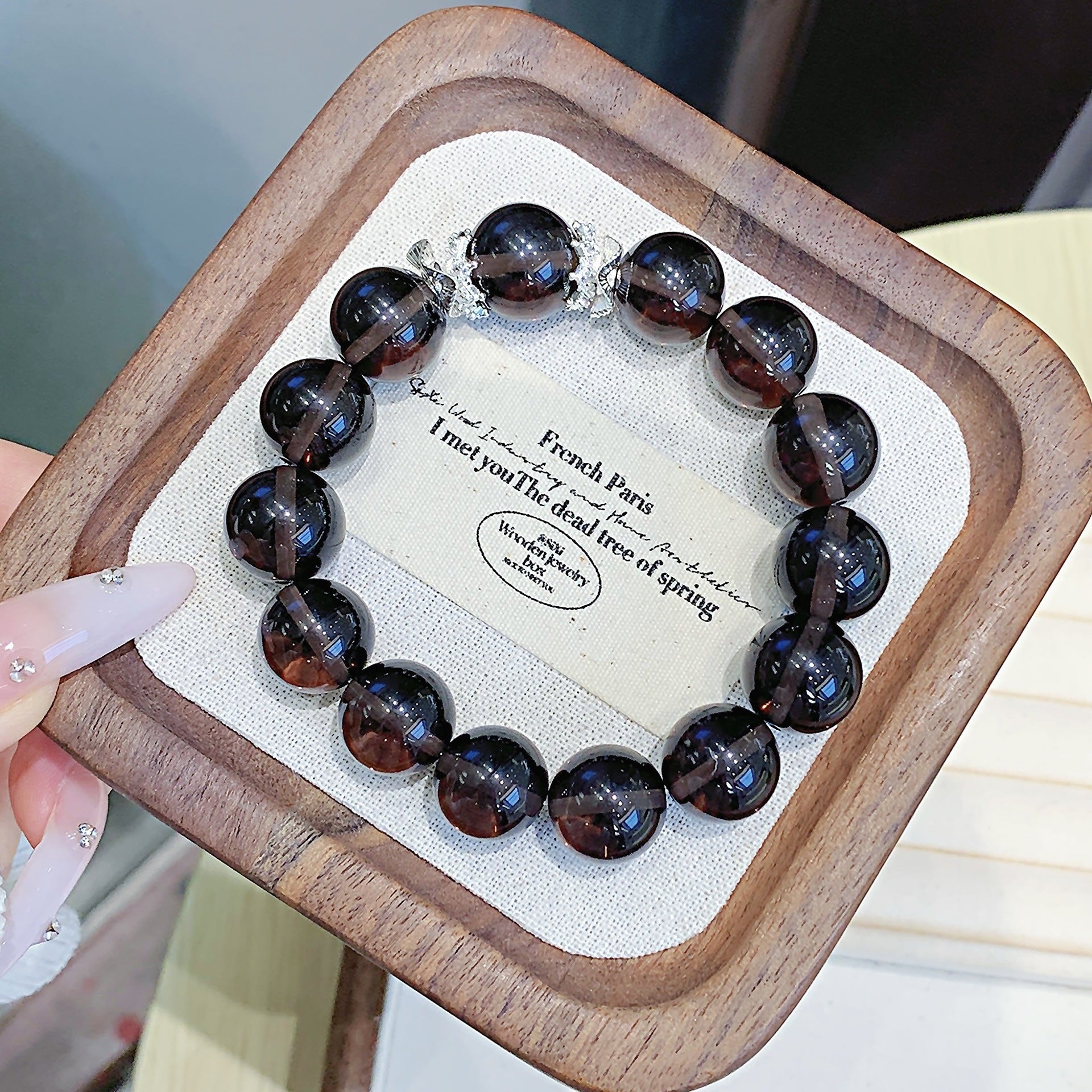 Natural Tea Obsidian Fashion Bracelet Versatile Light Luxury High-End Jewelry Hand Accessories Hot-selling Natural Crystal Bracelet