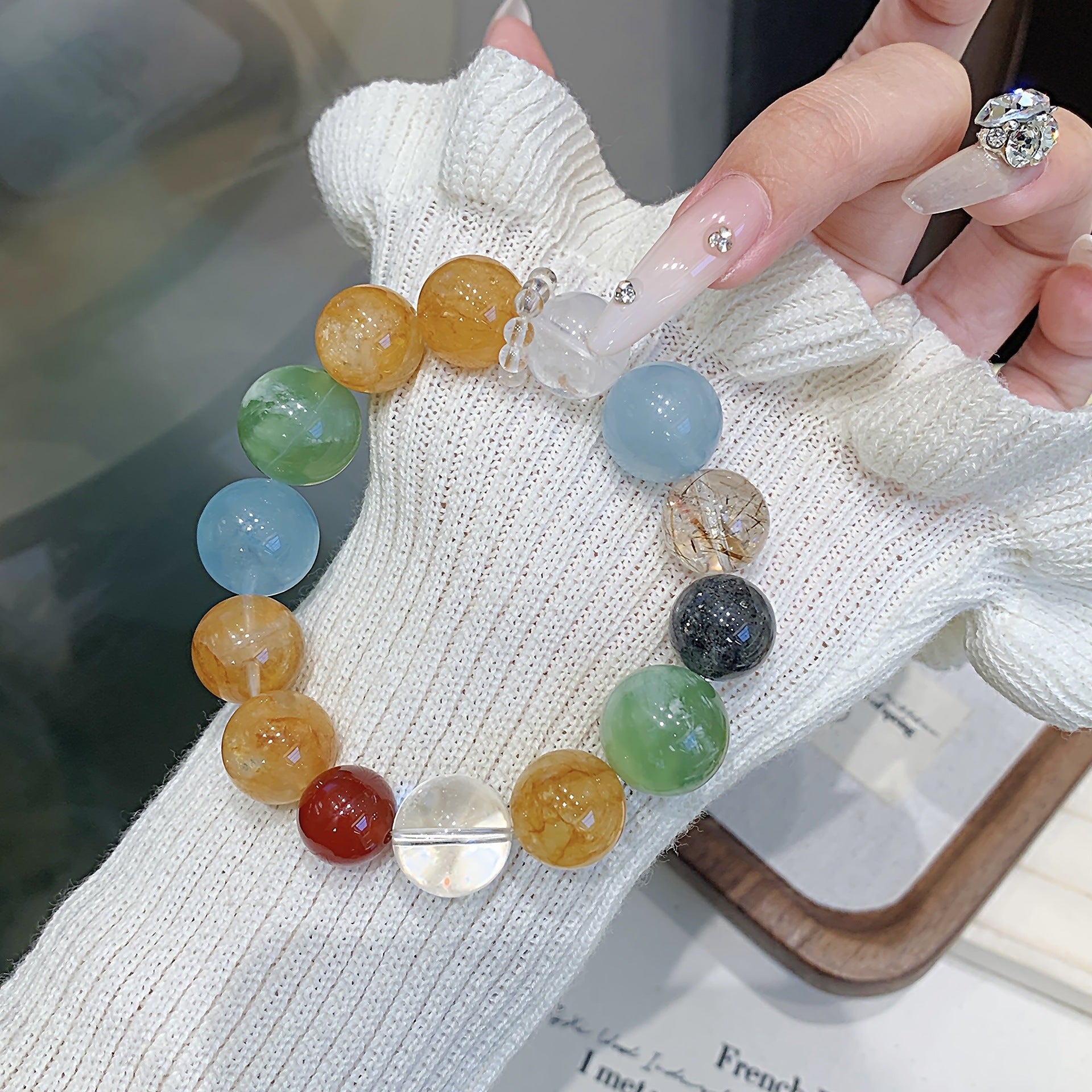 Natural Yellow Gum Flower Lucky Bracelet for Women Original Design Crystal Bracelet Jewelry Factory Wholesale Crystal Bracelet