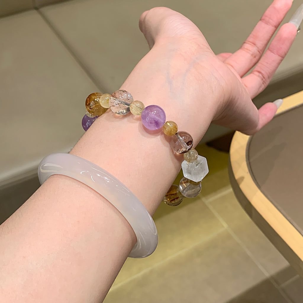 Natural Crystal Bracelet Natural Crystal Bracelet Cross-border hot Handmade Beaded Jewelry Yellow Pagoda Crystal Multi-Treasure Crystal Bracelet