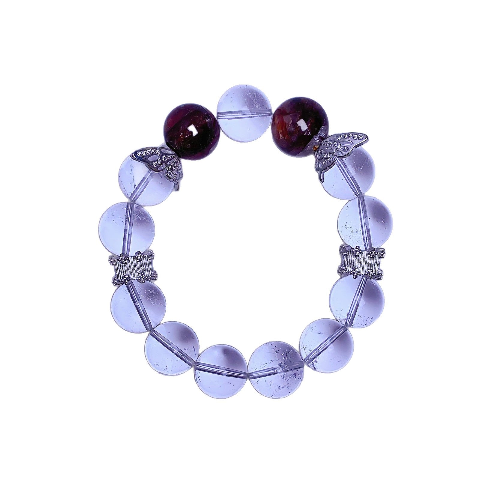 White Crystal Bracelet Butterfly Ornament diy Natural Crystal Bracelet Hot-Selling Jewelry Wholesale Artificial Round Beads Bracelet