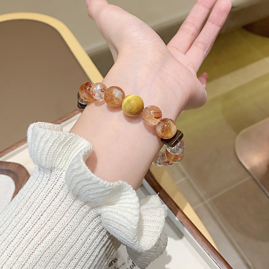 Red Glue Flower Crystal Bracelet diy Wholesale Crystal Bracelets Natural Crystal Beaded Jewelry Red Gum Flower Crystal Bracelet