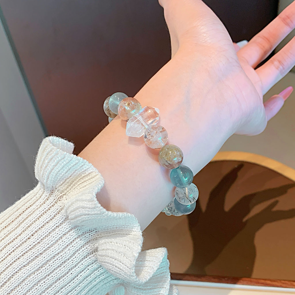 Natural Four Seasons Ghost Crystal Bracelet Minimalist Niche Design New Single Circle Hand Jewelry Multi-Gemstone Crystal Bracelet