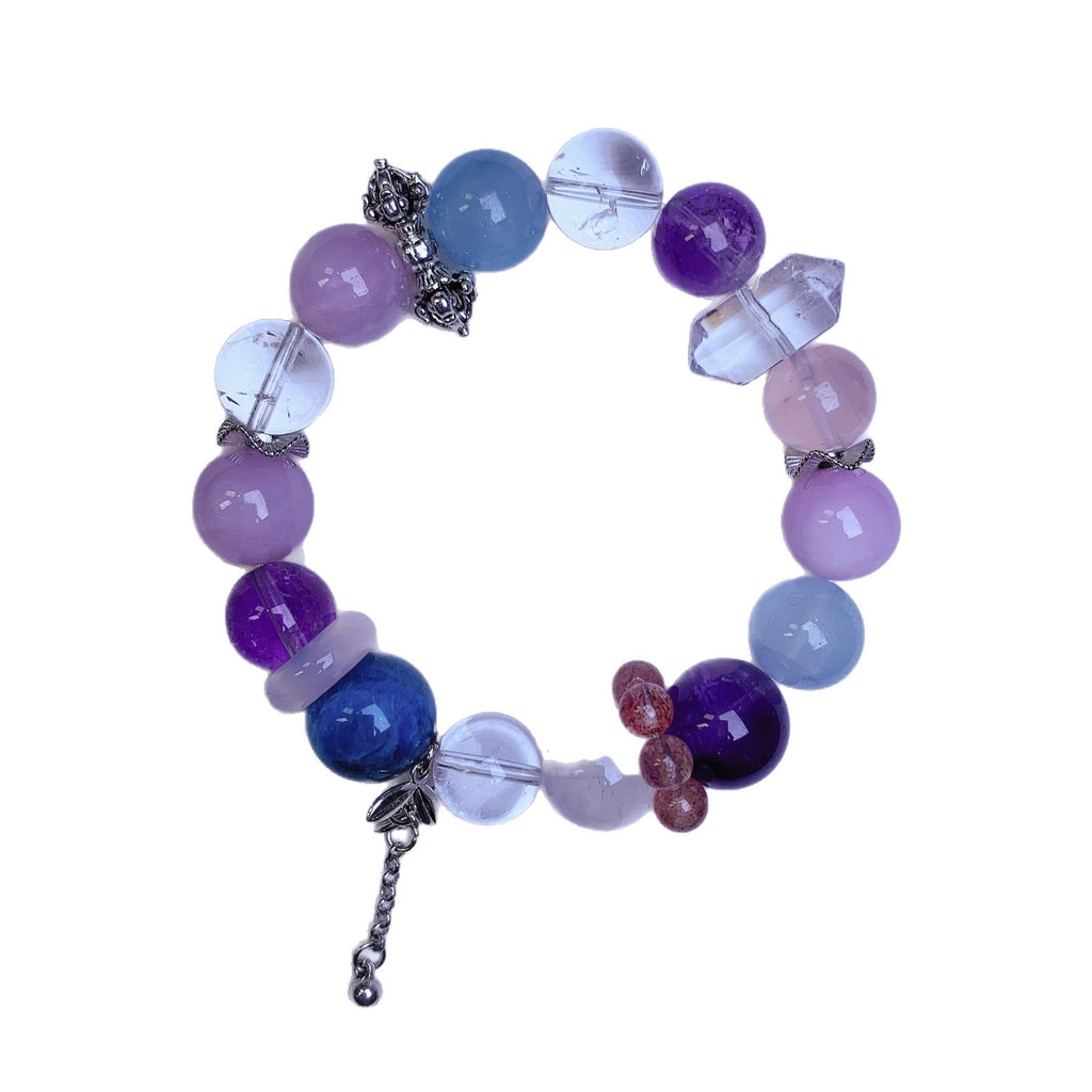 Natural Aquamarine Crystal Bracelet Colorful Multi-Gem Crystal Bracelet Unique Design Bracelet diy Crystal Chain