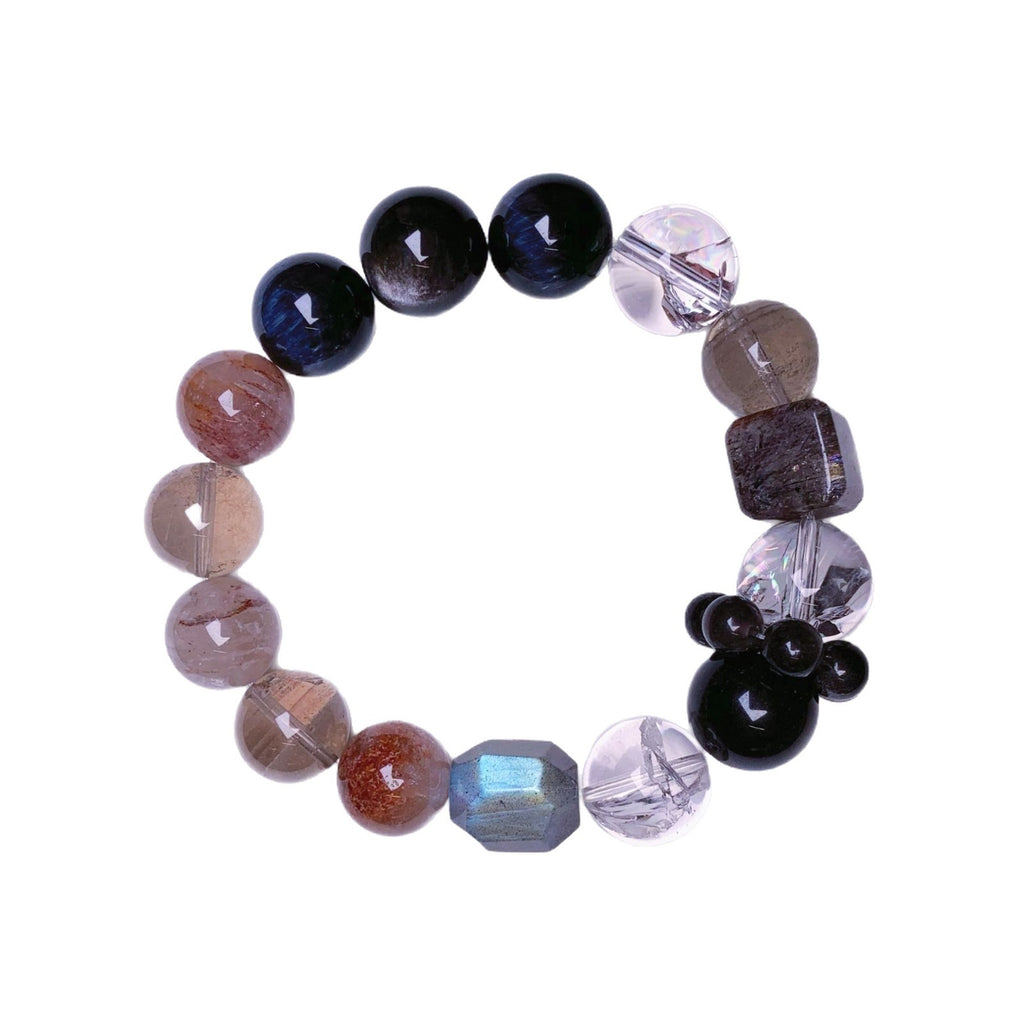 【Crystal Original】Wholesale Silver Obsidian Fashion Design Multi-Gem Bracelet Live Supply Bracelets Crystal Bracelet
