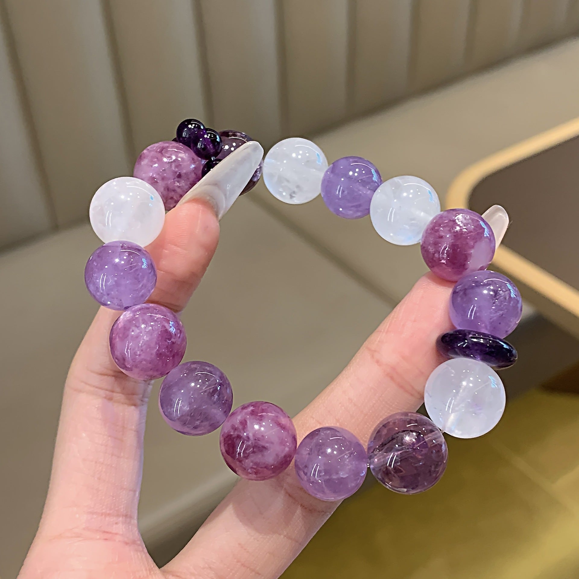 Natural Amethyst Bracelet Beaded Jewelry Natural Amethyst Crystal Bracelet Light Luxury High-end Feel Women's Bracelet Beads