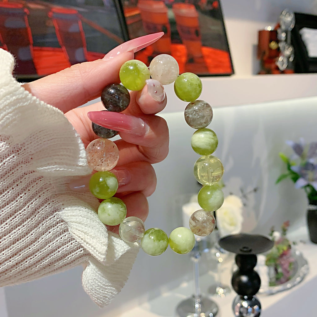 Natural Xiuyan Jade Crystal Beaded Bracelet Hot-selling Natural Crystal Bracelet for Night Market Stalls Crystal Jewelry from Ketang