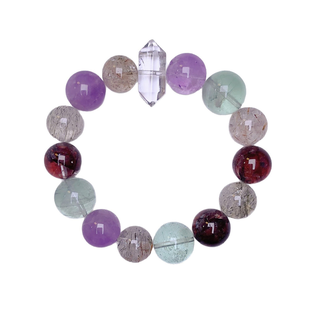 Natural Multi-Gemstone Crystal Bracelet Amethyst Bracelet Autumn Hot Style Hand Jewelry Rainbow Multi-Treasure Dopamine Hand Crystal