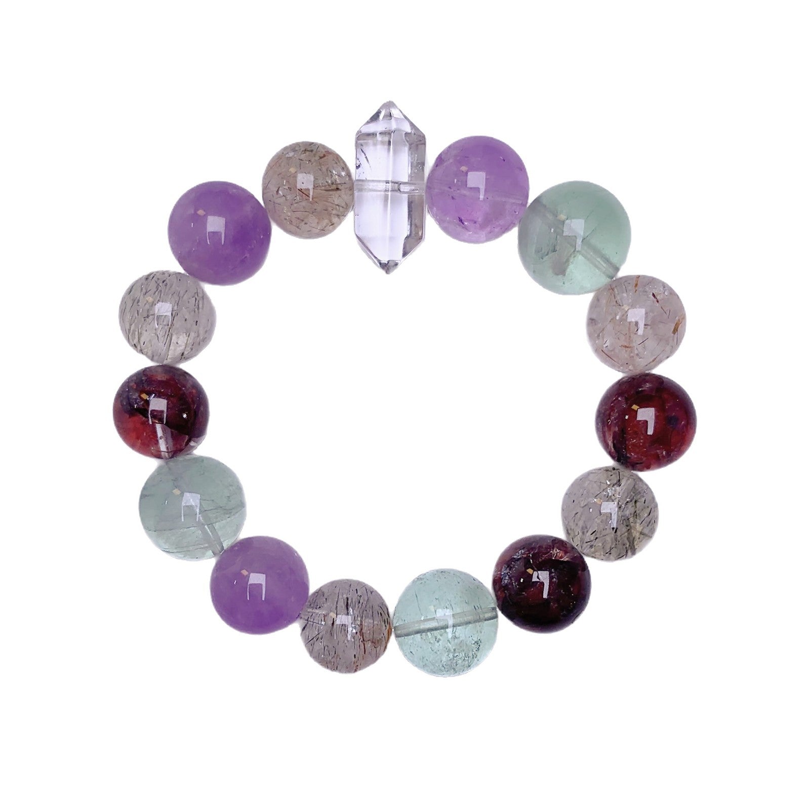 Natural Multi-Gemstone Crystal Bracelet Amethyst Bracelet Autumn Hot Style Hand Jewelry Rainbow Multi-Treasure Dopamine Hand Crystal