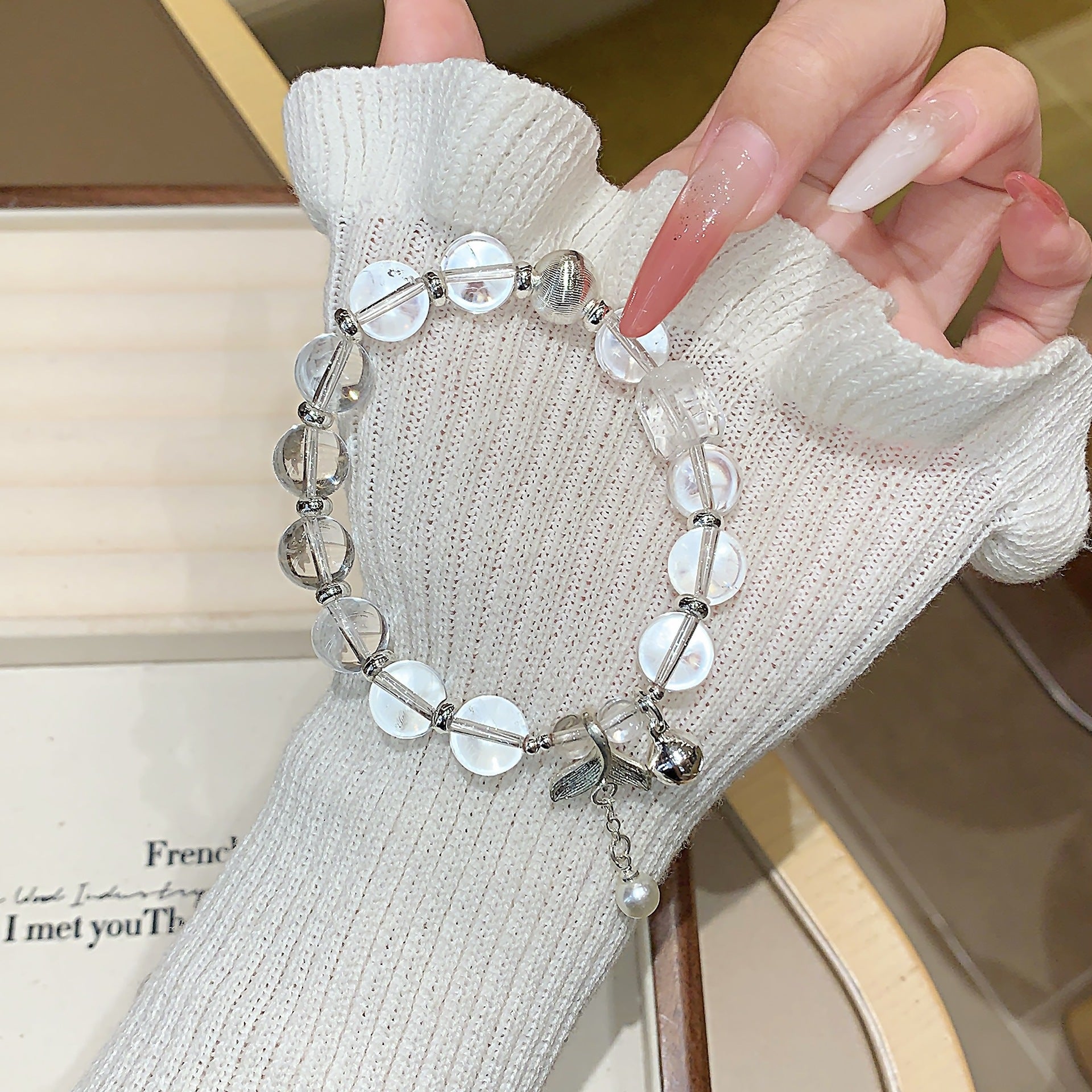 Natural Original White Crystal Bracelet Xiaohongshu Douyin Live Streaming Bracelet Source ins Light Luxury Internet Celebrity Style Bracelet