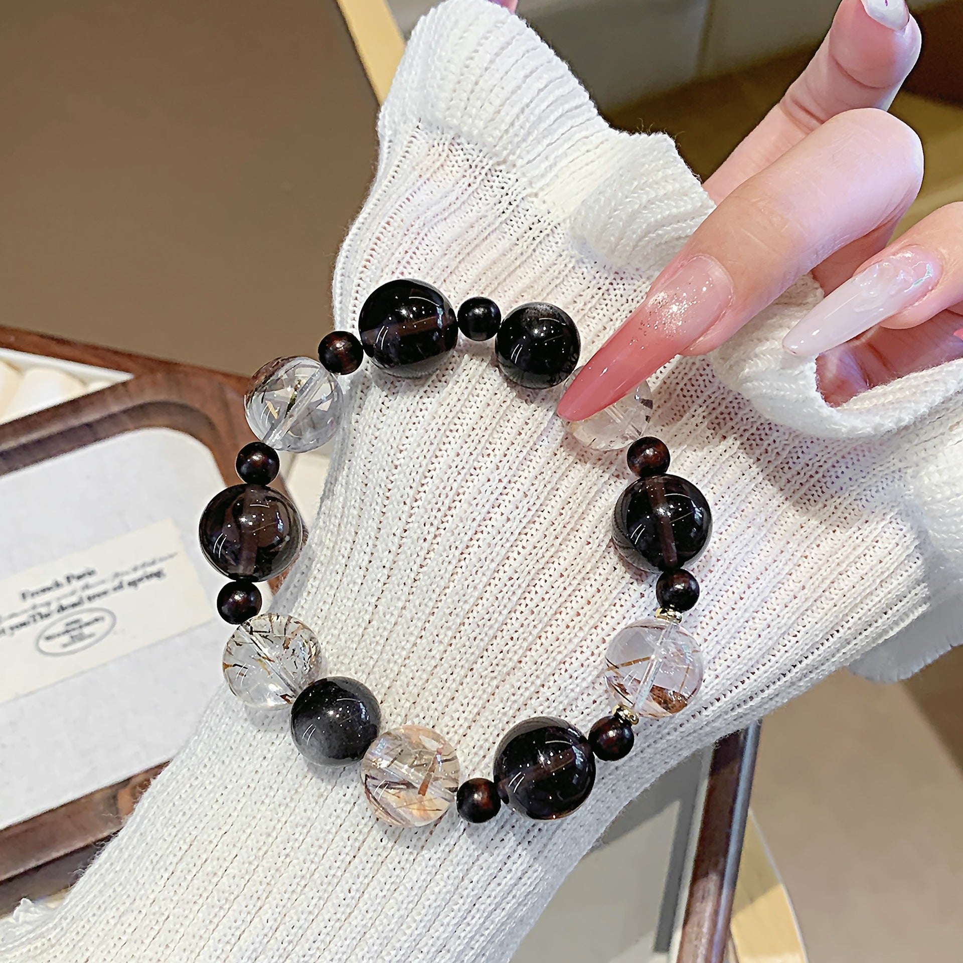 Natural Crystal Bracelet Cross-border Hot-Selling Original Niche Design Crystal Chain Natural Black Gold Super Seven Crystal Bracelet