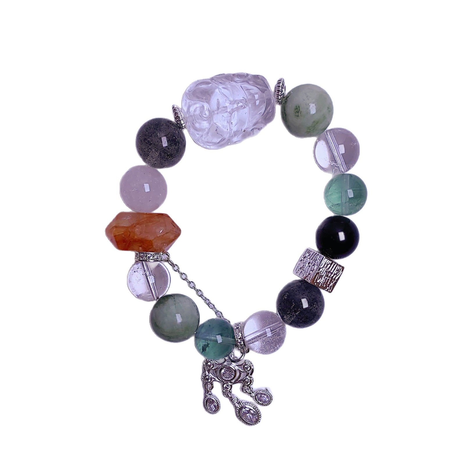 Natural Xiuyan Jade Green Grape Milk Cover White Crystal Bracelet Light Luxury High-End Niche Original Handmade Jewelry Jewelry Wholesale Factory