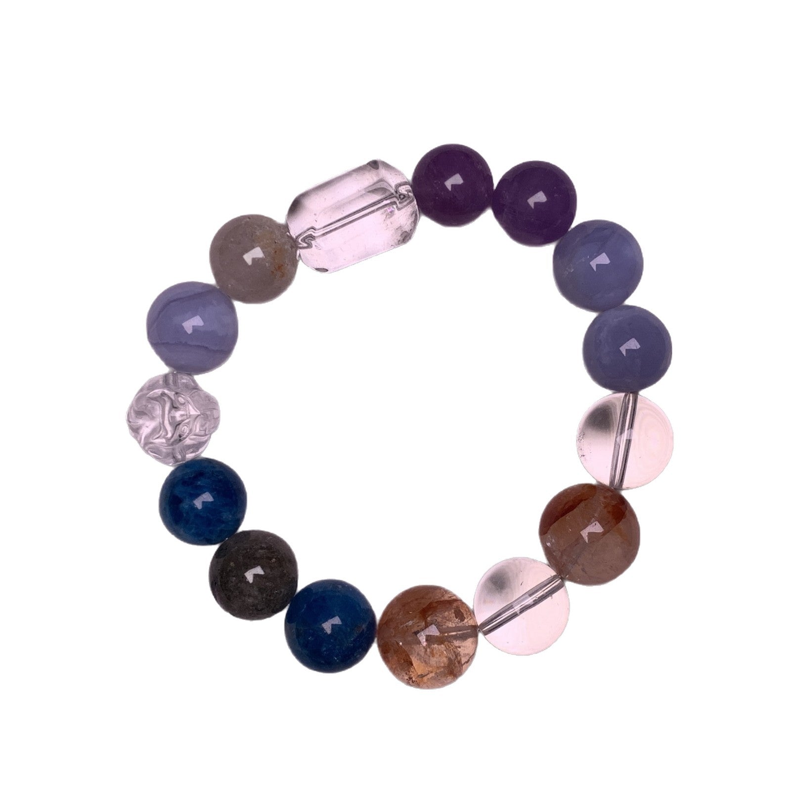 Natural Multi-Gemstone Crystal Bracelet Yellow Gum Flower Matching Blue Vein Agate Crystal Bracelet Jewelry Blue Veined Agate Bracelet