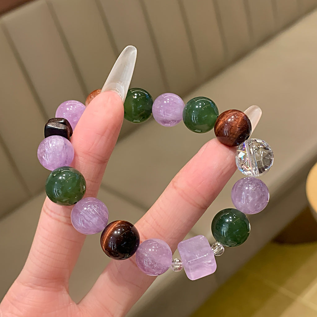 Purple Aura Eastward Nine Purple Fire Natural Crystal Bracelet Fashionable High-End Bracelet Natural Amethyst Bracelet