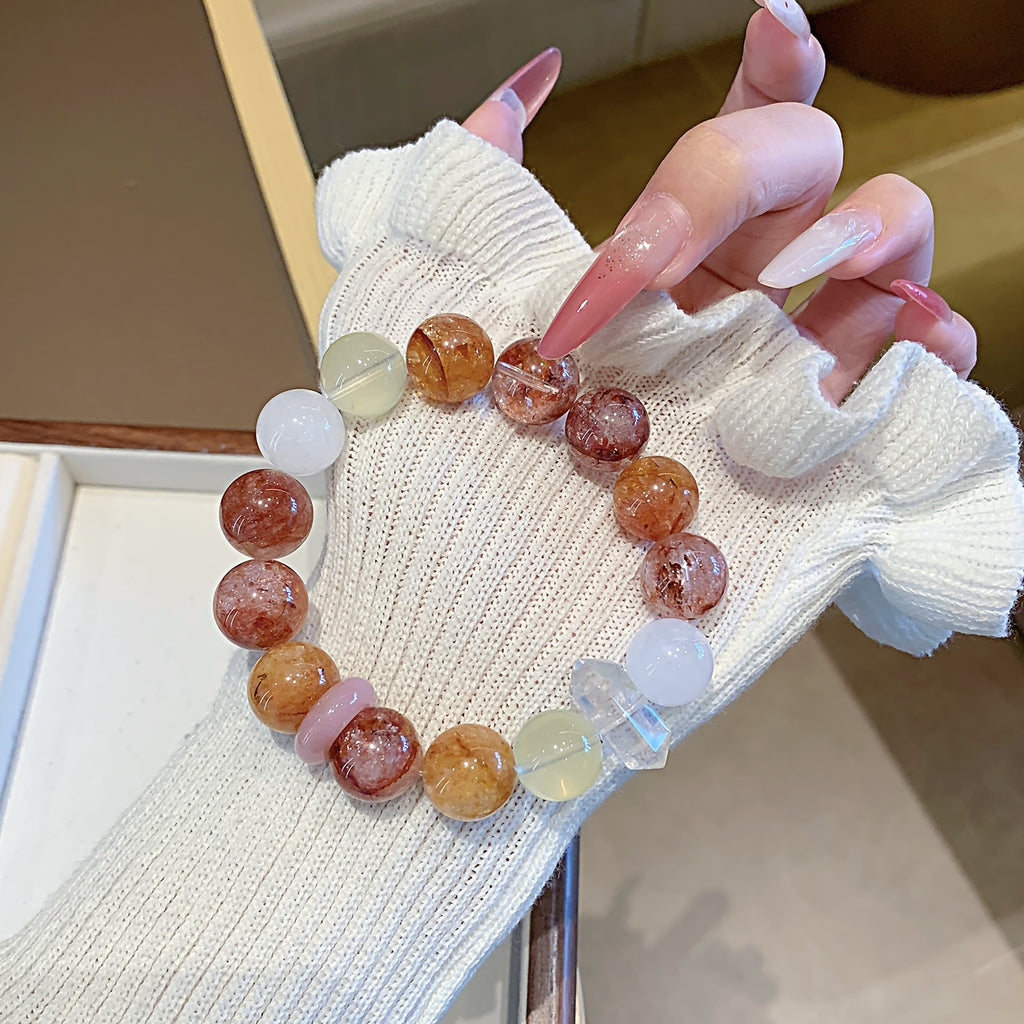 Natural Red Gum Flower Crystal Bracelet Cross-border Hot-Selling Bracelet Jewelry New Bracelet Natural Multi-Gemstone Crystal Bracelet