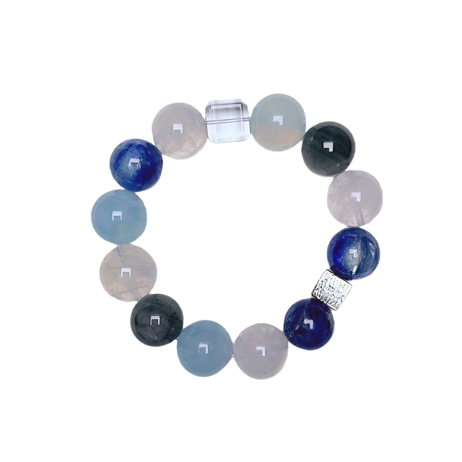 Natural Crystal Bracelet White Phantom with Gray Rabbit Fur Original Design Crystal Chain Aquamarine Crystal Bracelet