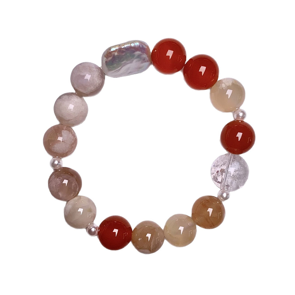 Natural Cherry Agate Crystal Bracelet Live Hot Natural Jewelry Hand Jewelry Original Design Multi-Gem Bracelet