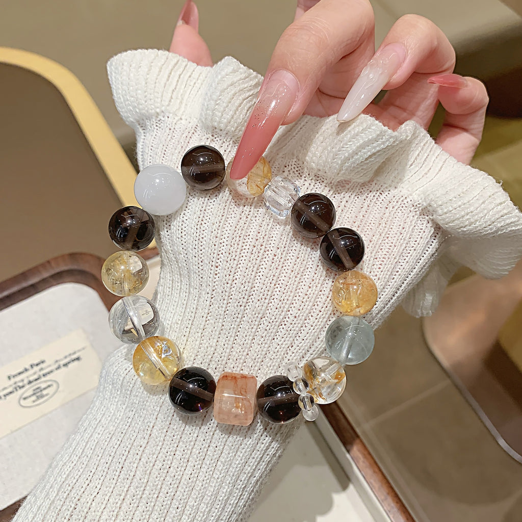 Natural Crystal Bracelet Jewelry Original Design Multi-Gem Crystal Bracelet with a Sense of Sophistication Yellow Gum Flower Bracelet Crystal