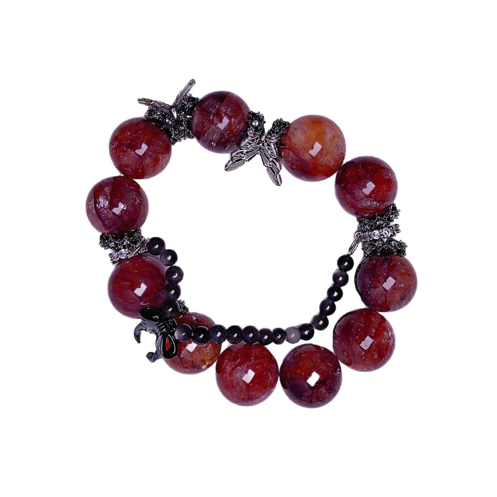 Natural Red Gum Flower Crystal Bracelet Butterfly Accessories Natural Crystal Hot-Selling Bracelet Jewelry Crystal Bracelet Jewelry