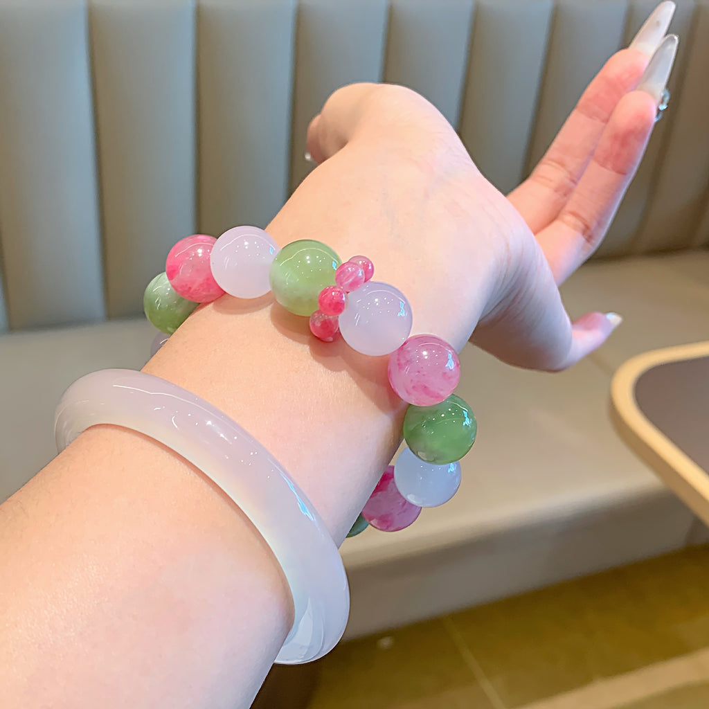 Natural Multi-Gemstone Crystal Bracelet Original Design Single Circle Large Crystal Beaded Bracelet Xiuyu Multi-Gemstone Bracelet