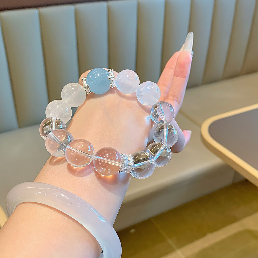 Natural Crystal Bracelet White Crystal White Phantom with Aquamarine Original Design Bracelet Wholesale Crystal Bracelets