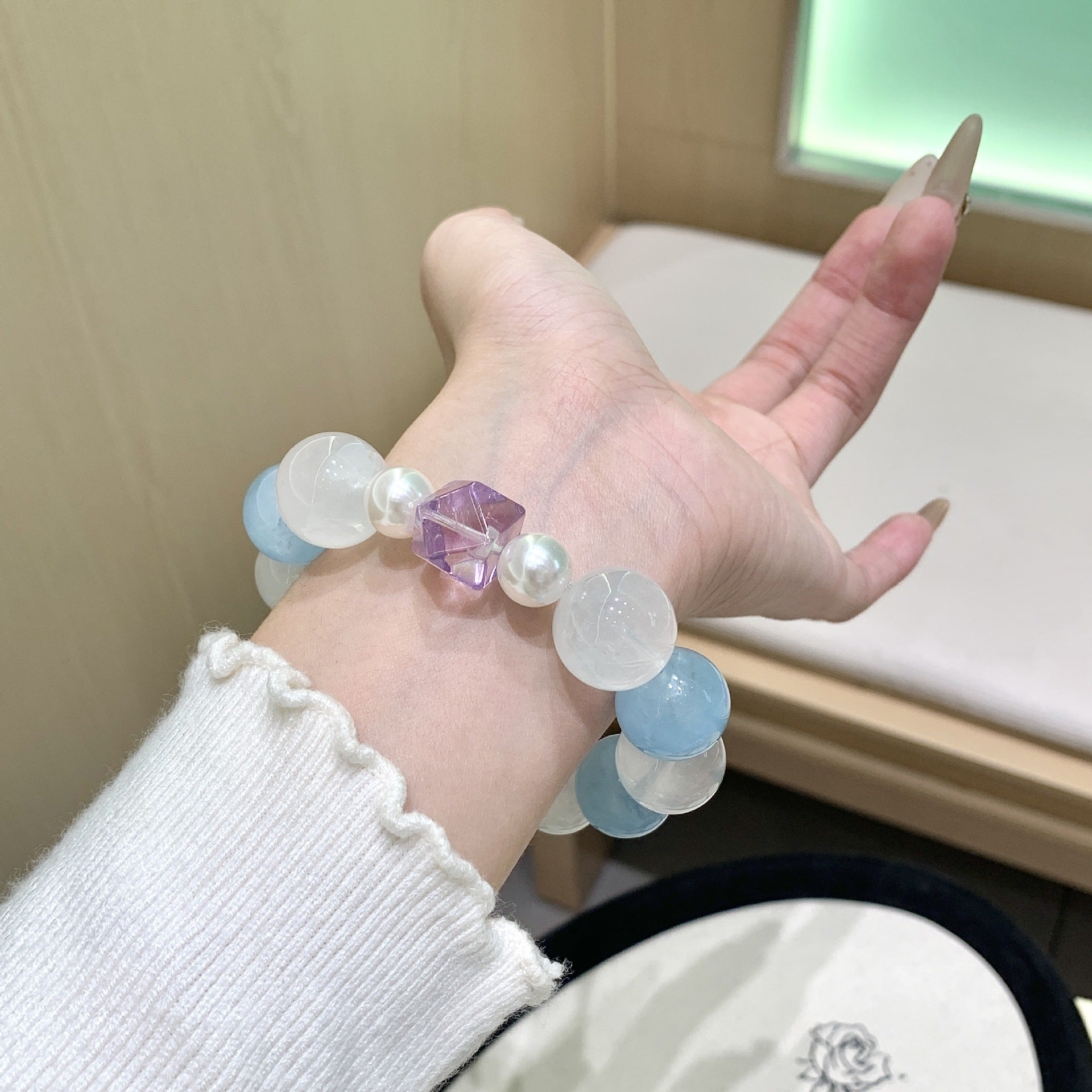 Natural Crystal Aquamarine Bracelet Whitening Elegant Fashion Style Fairy Appearance Multi-Gem Crystal Necklace Wholesale Bracelets