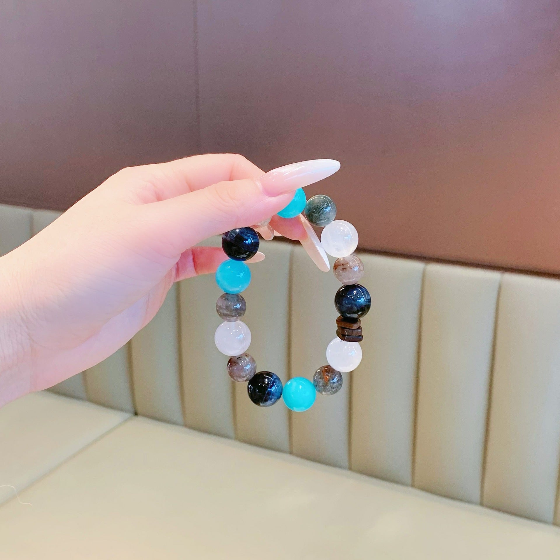 （Most Valuable）Natural White Phantom Aquamarine Light Luxury Fashion Couple Bracelet Original Design New Model Bracelet