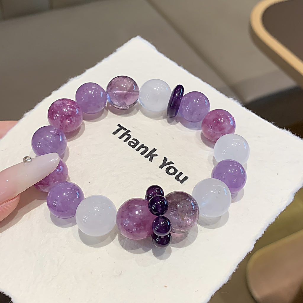 Natural Amethyst Bracelet Beaded Jewelry Natural Amethyst Crystal Bracelet Light Luxury High-end Feel Women's Bracelet Beads