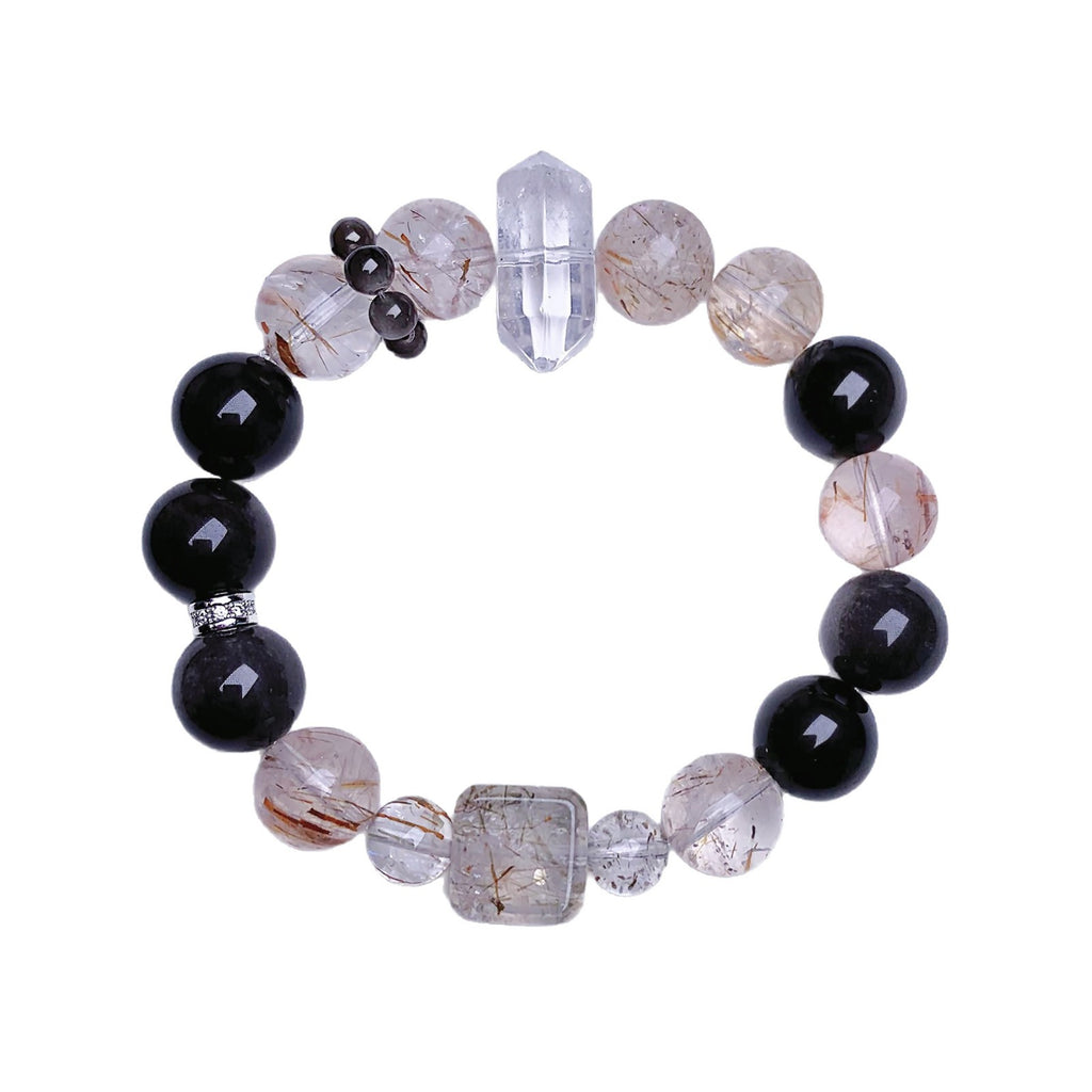 Black Gold Super Seven Natural Crystal Bracelet Light Luxury Niche High-End Black Gold Super Seven Bracelet Wholesale Crystal Bracelets