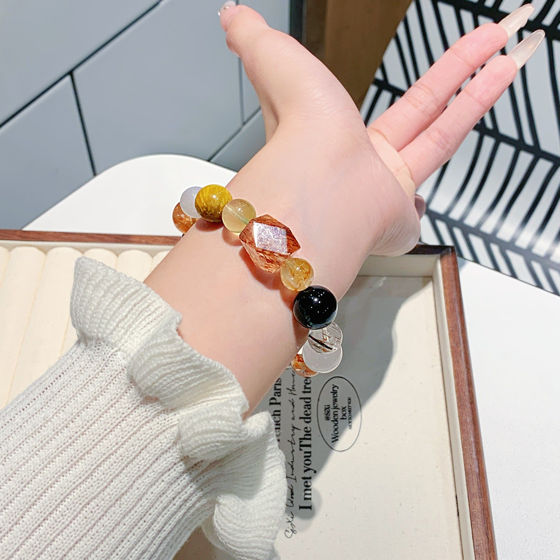 Natural Black Gold Super Seven Lucky Multi-Treasure Bracelet Natural Crystal Popular Bracelet Jewelry Ketang Crystal Jewelry Factory